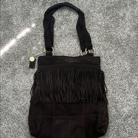 UGG Fringed Brown Suede Shoulder Bag - Picture 1 of 6